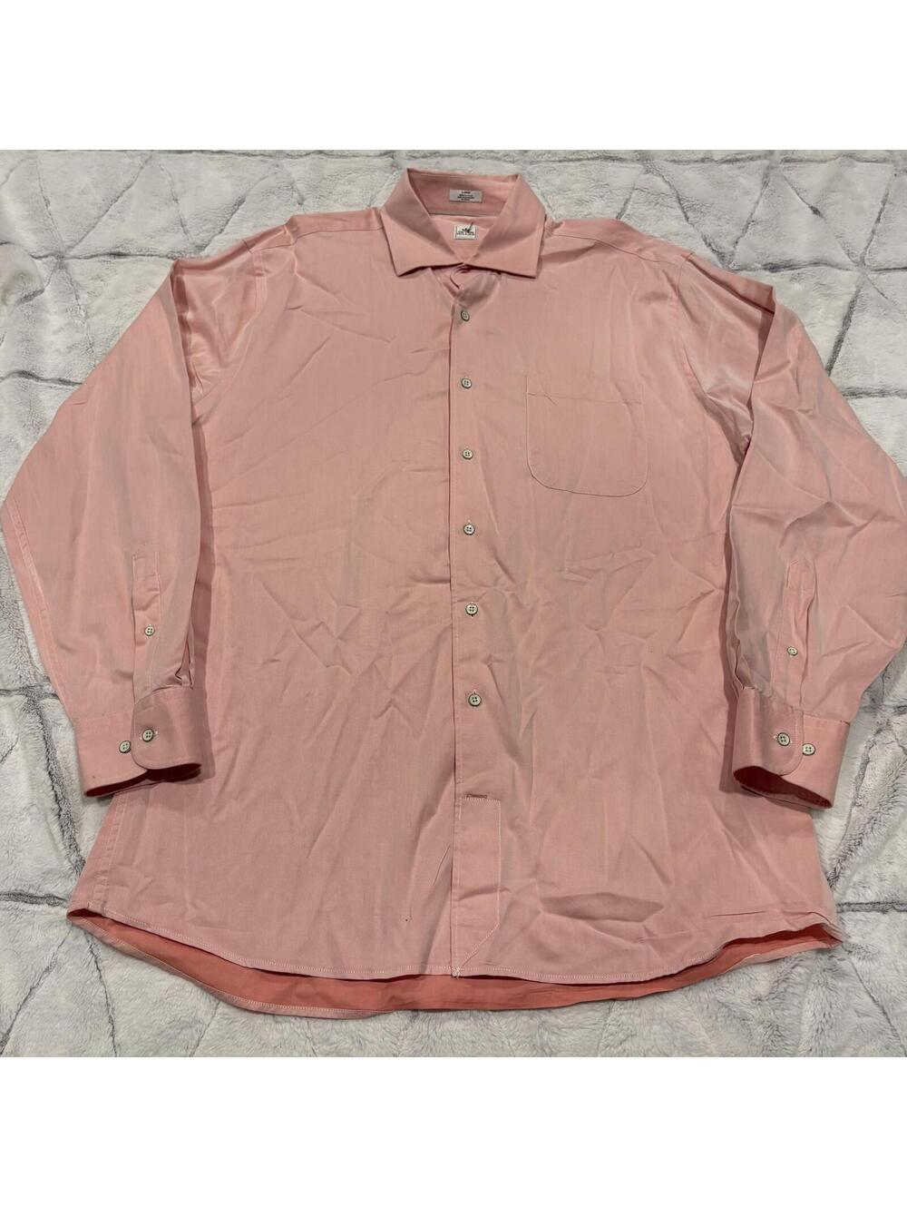 Peter Millar Prreppy Large Men's Pink Cotton Dress Shirt Classic Fit Long Sleeve